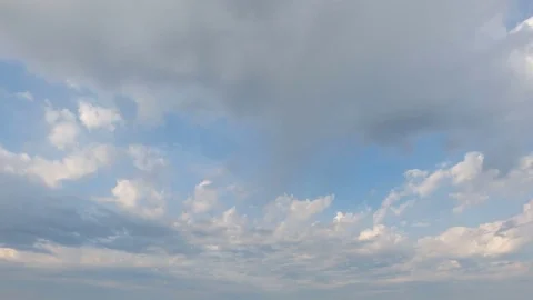 Formation and rapid movement of white clouds of different shapes Stock Footage 85463731