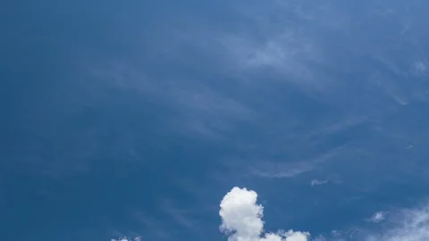 Formation and rapid movement of white clouds in the blue sky in spring Stock Footage 90398134