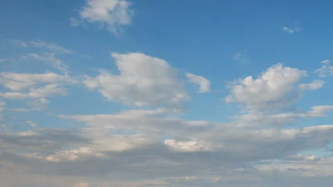 Formation and rapid movement of white clouds in the blue sky in spring Stock Footage 90398251