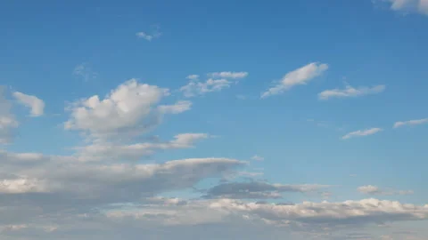 Formation and rapid movement of white clouds in the blue sky in spring Stock Footage 90398297