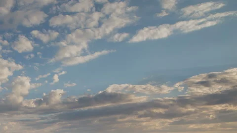 Formation and rapid movement of white clouds in the blue sky in spring Stock Footage 90398508