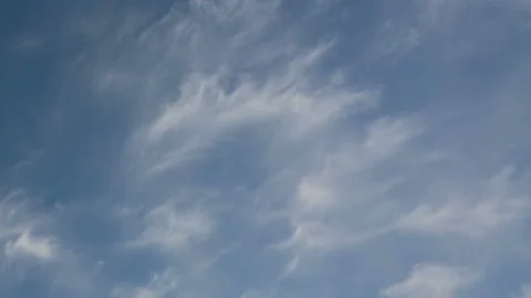 Formation and rapid movement of white clouds in the blue sky in spring Stock Footage 90398639