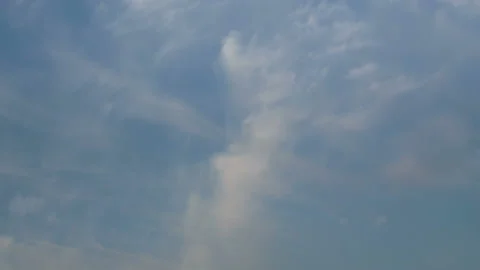 Formation and rapid movement of white clouds in the blue sky in spring Stock Footage 90398657