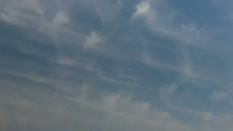 Formation and rapid movement of white clouds in the blue sky in spring Stock Footage 90398671