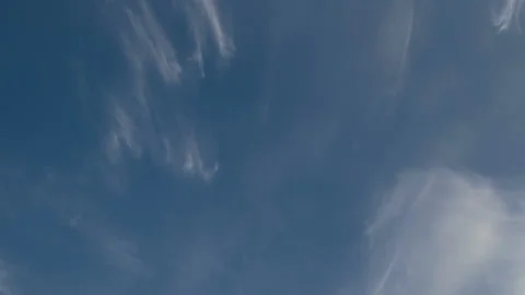 Formation and rapid movement of white clouds in the blue sky in spring Stock Footage 90398701