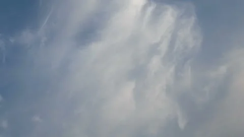 Formation and rapid movement of white clouds in the blue sky in spring Stock Footage 90398725