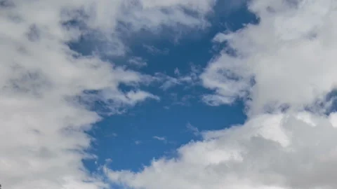 Formation and rapid movement of white clouds in the blue sky in spring Stock Footage 90398803