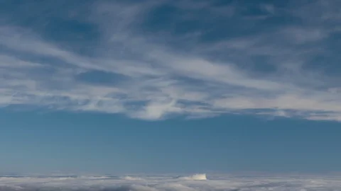 Formation and rapid movement of white clouds of different shapes in the blue sky Stock Footage 103376983