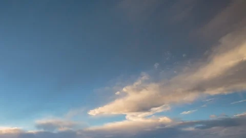 Formation and rapid movement of white clouds of different shapes in the blue sky Stock Footage 103377044