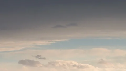 Formation and rapid movement of white clouds of different shapes in the blue sky Stock Footage 103377415