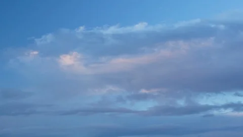 Formation and rapid movement of white clouds of different shapes in the blue sky Stock Footage 103377443