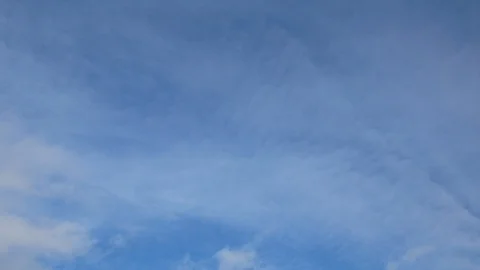 Formation and rapid movement of white clouds of different shapes in the blue sky Stock Footage 103377677