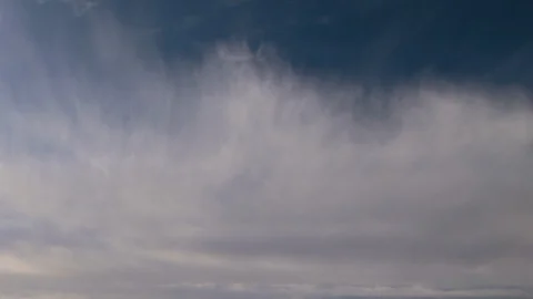 Formation and rapid movement of white clouds of different shapes in the blue sky Stock Footage 103378120