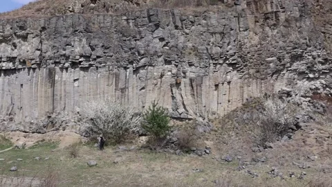 The formation of basalt columns located within the formations found in Racos Stock Footage 186747994