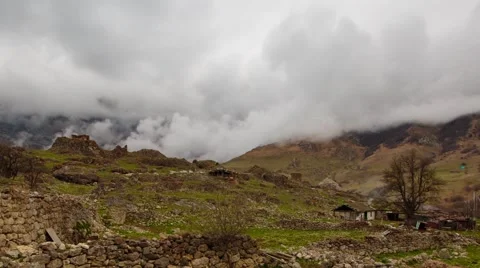 The formation of clouds in the ancient settlement - Dagom Video stock 50368576