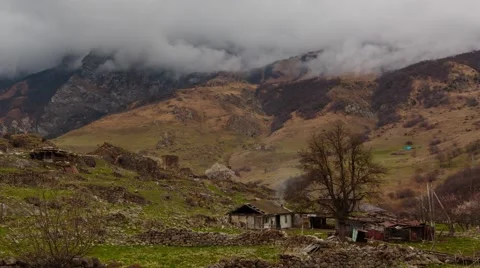 The formation of clouds in the ancient settlement - Dagom. Stock Footage 50368718