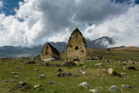 The formation of clouds in the ancient settlement -Tsymyti. Stock Footage 50161275