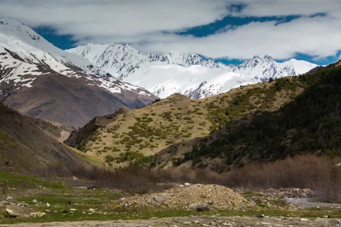 The formation of clouds in the gorge Mamison Stock Footage 50595013
