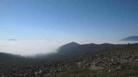 The formation of clouds in the mountains of the Northern Urals. Stock Footage 66598660