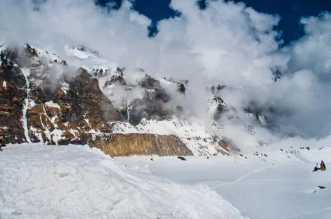 Formation of the clouds in the mountains Stock Photos