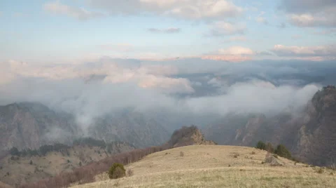 The formation  of clouds up to the slopes of the mountains of Caucasus 動画素材 66029169