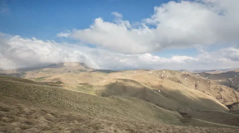 The formation of clouds up to the slopes of the mountains of Caucasus Stock-Footage 66730719