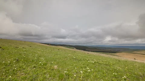 The formation  of clouds up to the slopes of the mountains of Caucasus Stock Footage 66748333