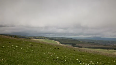 The formation  of clouds up to the slopes of the mountains of Caucasus Видео 66748852
