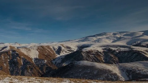 Formation of clouds in the winter in the Caucasus Mountains above the Elbrus Stock Footage 74066919