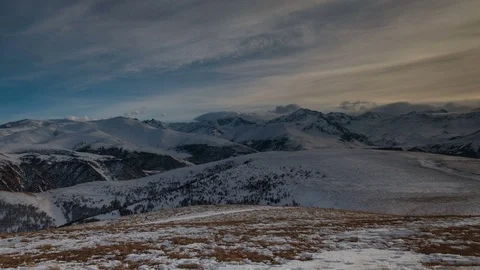 Formation of clouds in the winter in the Caucasus Mountains above the Elbrus Stock Footage 74067335
