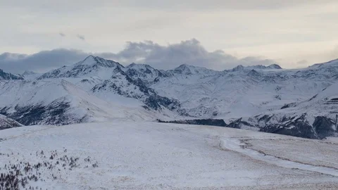 Formation of clouds in the winter in the Caucasus Mountains above the Elbrus Stock Footage 74067500