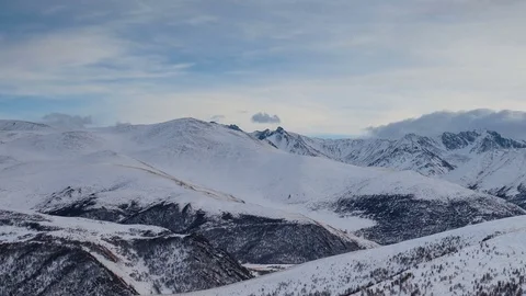 Formation of clouds in the winter in the Caucasus Mountains above the Elbrus Stock Footage 74067523