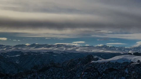Formation of clouds in the winter in the Caucasus Mountains above the Elbrus Stock Footage 74067778