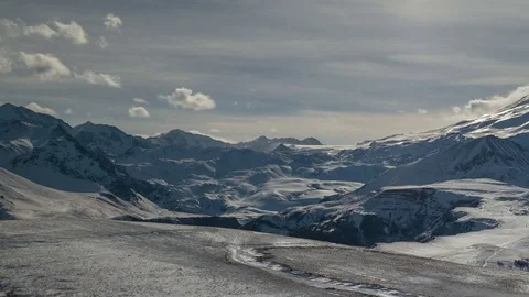 Formation of clouds in the winter in the Caucasus Mountains above the Elbrus Stock Footage 74068224
