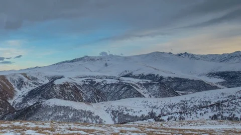 Formation of clouds in the winter in the Caucasus Mountains above the Elbrus Stock Footage 74074161