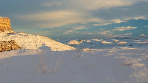 Formation of clouds in the winter in the Caucasus Mountains above the Elbrus Stock Footage 74075062