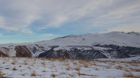 Formation of clouds in the winter in the Caucasus Mountains above the Elbrus Stock Footage 74075245