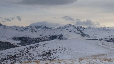 Formation of clouds in the winter in the Caucasus Mountains above the Elbrus Stock Footage 74075417
