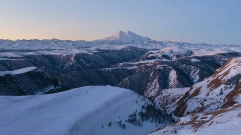 Formation of clouds in the winter in the Caucasus Mountains above the Elbrus Stock Footage 74103758