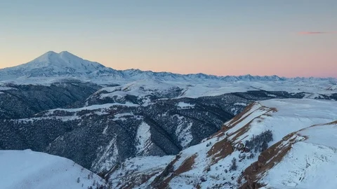 Formation of clouds in the winter in the Caucasus Mountains above the Elbrus Stock Footage 74104247