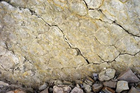 Formation of a cracked layers of rocks Stock Photos