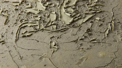 The formation of cracks on the clay. Stock Footage