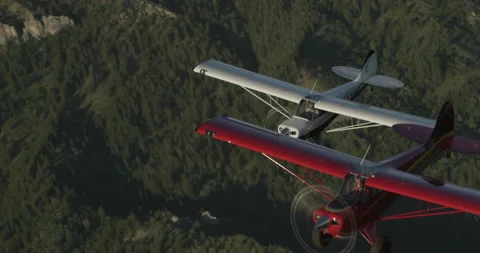 Formation Flying Micro Jet to Huskies, Helicopter - 4096 x 2160 Stock Footage 221216434