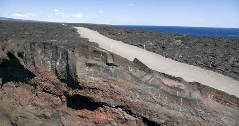 Formation of hard lava crust after the volcanic eruption Stock Footage 93605310