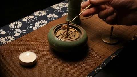 Formation of incense shape. Chinese tea ceremony Stock Footage 107823044