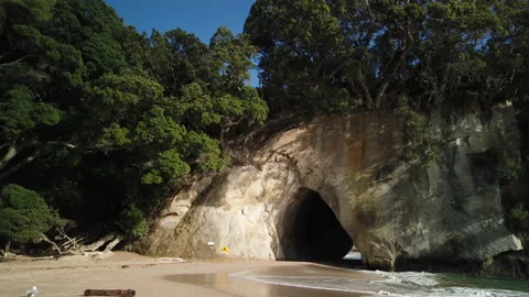 Formation know as Cathedral Cove on the coromandel Peninsula,New Zealand Stock Footage 142411186