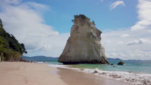 Formation know as Te Hoho pinnacle, coromandel Peninsula,New Zealand Stock Footage 142340623