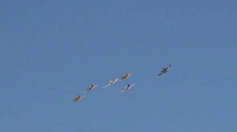 Formation of retrop airplanes Stock Footage 36472131
