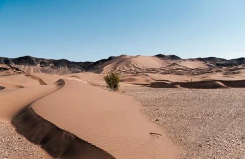 The formation of sand dunes in eastern part of dash e lut or sahara desert Stock Photos
