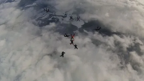 Formation skydiving in the cold weather. Stock Footage 86800152